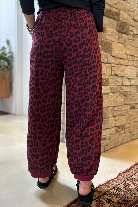 The Scamp Leopard Demi Bloom Pant Bordeaux